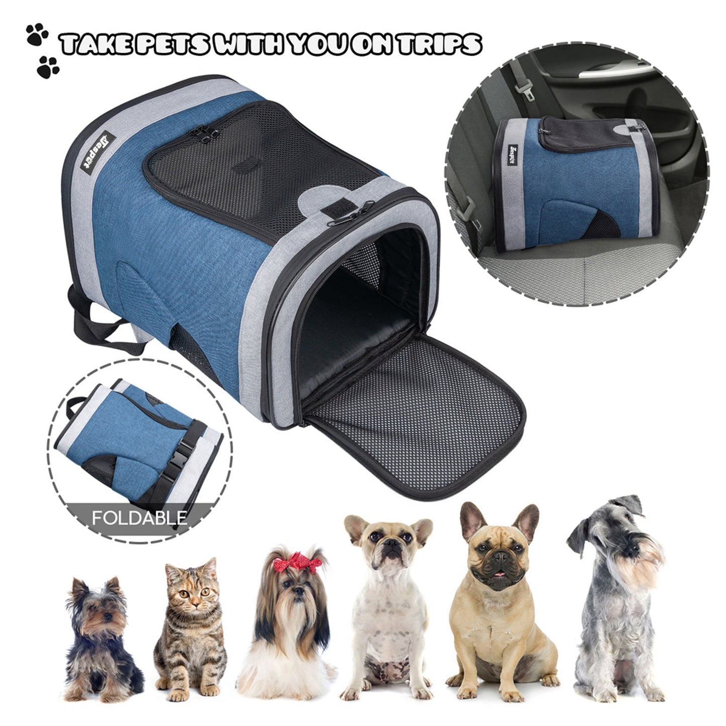 Soft Pet Backpack Carrier for Small Dogs & Cats, Ventilated Mesh Cat Carrier Bag with Padded Straps & Sherpa Bed, for Travel, Hiking & Everyday Outings