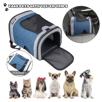Soft Pet Backpack Carrier for Small Dogs & Cats, Ventilated Mesh Cat Carrier Bag with Padded Straps & Sherpa Bed, for Travel, Hiking & Everyday Outings