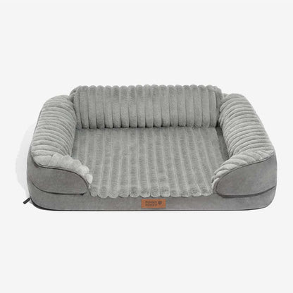 Fluffy Plush Bolster Dog Bed for Small & Medium Dogs, Sofa-Style Supportive Pet Couch with Washable Cover, Non-Slip, for Senior Dogs, Naps & Bedrooms