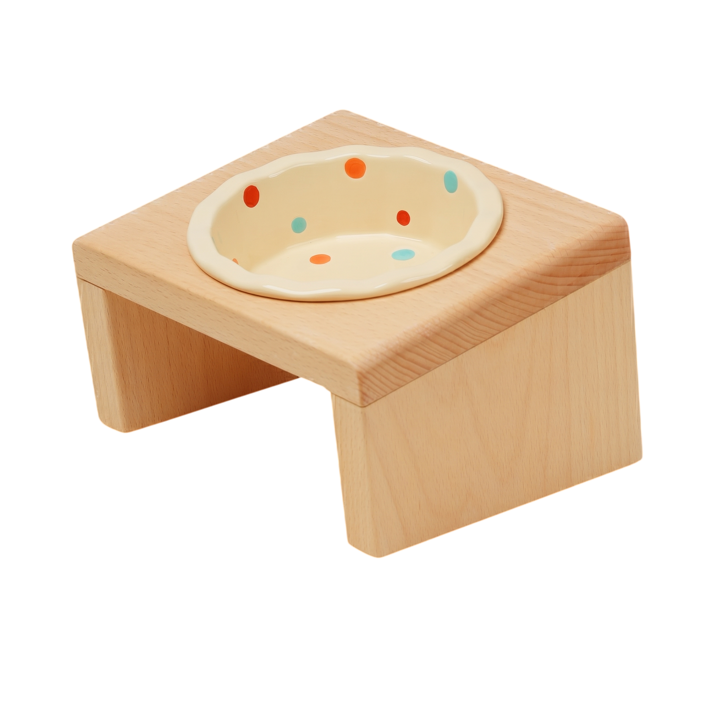 Elevated Wooden Cat Bowl Stand, Raised Pet Food & Water Feeder for Cats & Kittens, Ergonomic Anti-Strain Feeding Station, Modern Decor for Kitchens