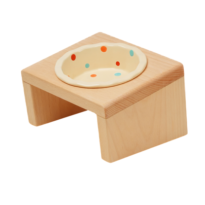 Elevated Wooden Cat Bowl Stand, Raised Pet Food & Water Feeder for Cats & Kittens, Ergonomic Anti-Strain Feeding Station, Modern Decor for Kitchens