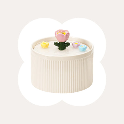 Tulip Garden Cat Water Fountain 42oz, Flower-Design Automatic Pet Drinking Fountain for Cats & Small Pets, Fresh Circulating Water Dispenser for Home