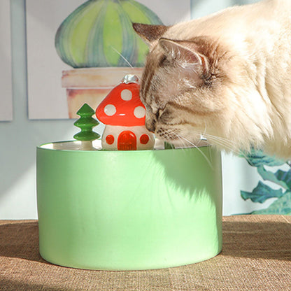 Ceramic Cat Water Fountain for Cats & Small Dogs, 51oz Mushroom Pet Drinking Fountain with Quiet Pump & Filter, Automatic Flowing Water Dispenser