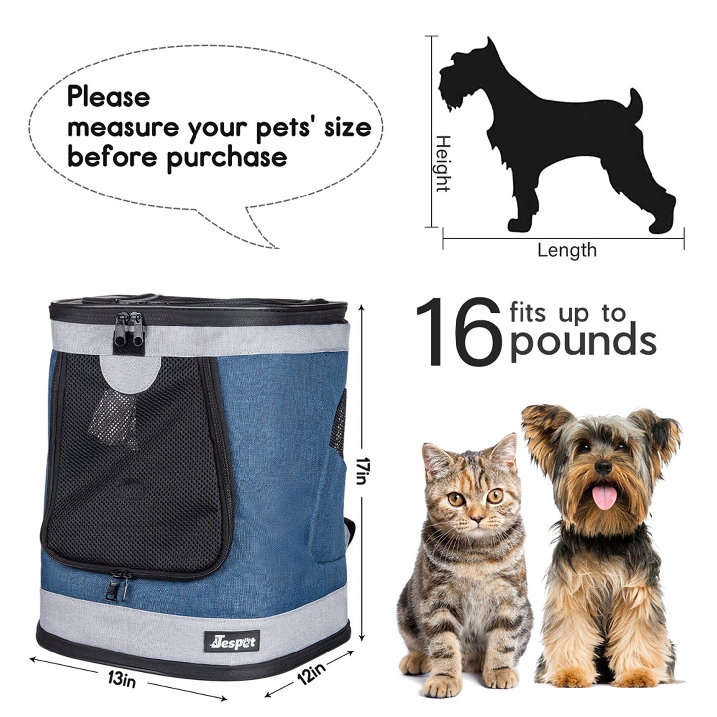Soft Pet Backpack Carrier for Small Dogs & Cats, Ventilated Mesh Cat Carrier Bag with Padded Straps & Sherpa Bed, for Travel, Hiking & Everyday Outings