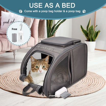Pet Carrier Backpack for Small Dogs & Cats up to 25 lbs, Collapsible Breathable Mesh Dog Backpack for Hiking, Travel, Camping & Outdoor Adventures