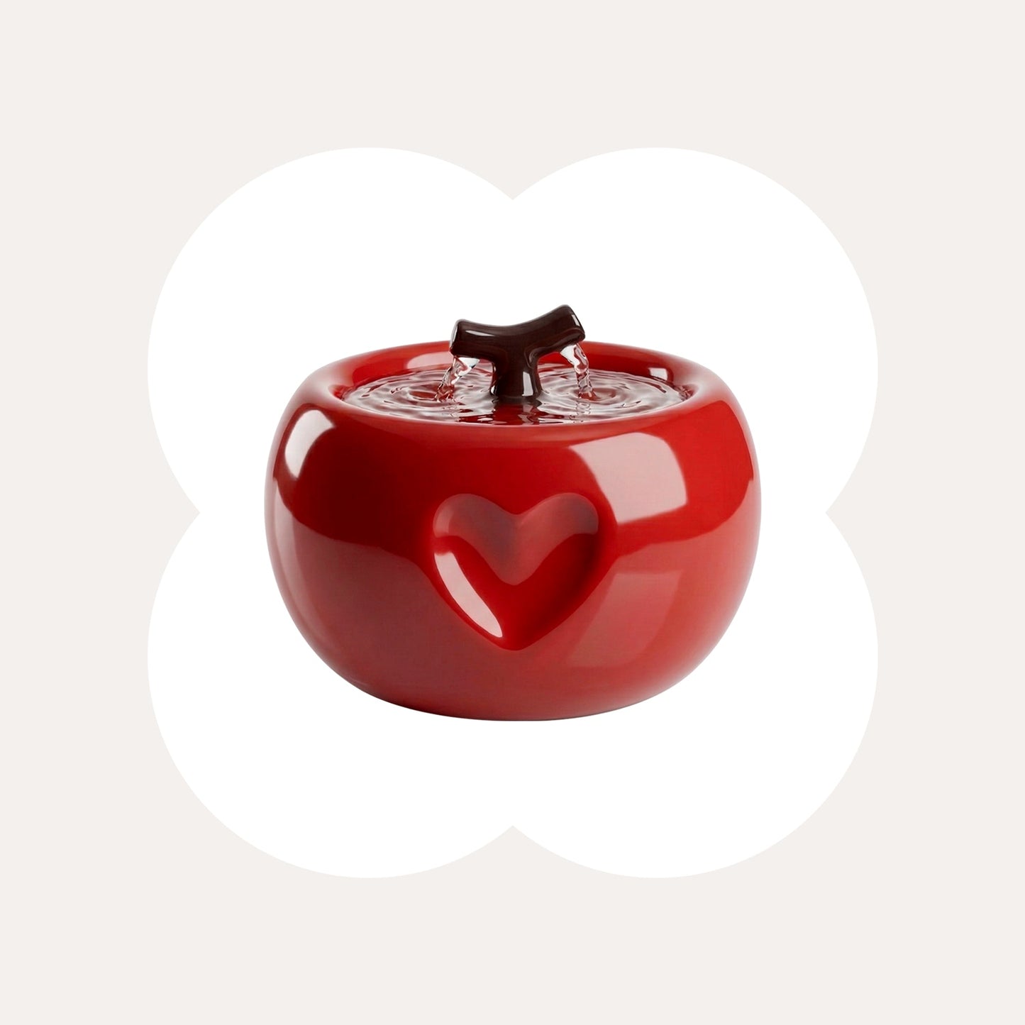 Apple-Shaped Ceramic Cat Water Fountain 50oz, Large-Capacity Quiet Pet Drinking Fountain with Multi-Layer Filtration, Cute Decor for Cats & Kittens