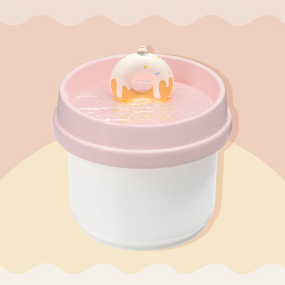 Donut-Shaped Ceramic Cat Water Fountain 42oz, Ultra-Quiet Automatic Pet Drinking Fountain with Filter, Dust Cover & Smart Sensor, for Cats & Pets
