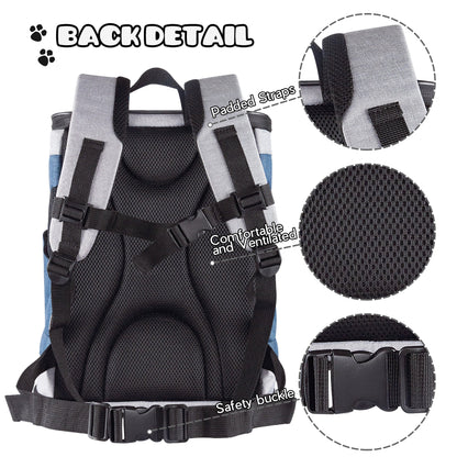 Soft Pet Backpack Carrier for Small Dogs & Cats, Ventilated Mesh Cat Carrier Bag with Padded Straps & Sherpa Bed, for Travel, Hiking & Everyday Outings