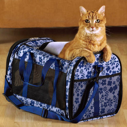 Soft-Sided Pet Carrier Bag for Small Dogs & Cats up to 20 lbs, Airline Travel Tote with Mesh Ventilation & Seat Belt Straps, for Car & Vet Trips