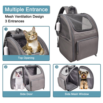 Pet Carrier Backpack for Small Dogs & Cats up to 25 lbs, Collapsible Breathable Mesh Dog Backpack for Hiking, Travel, Camping & Outdoor Adventures