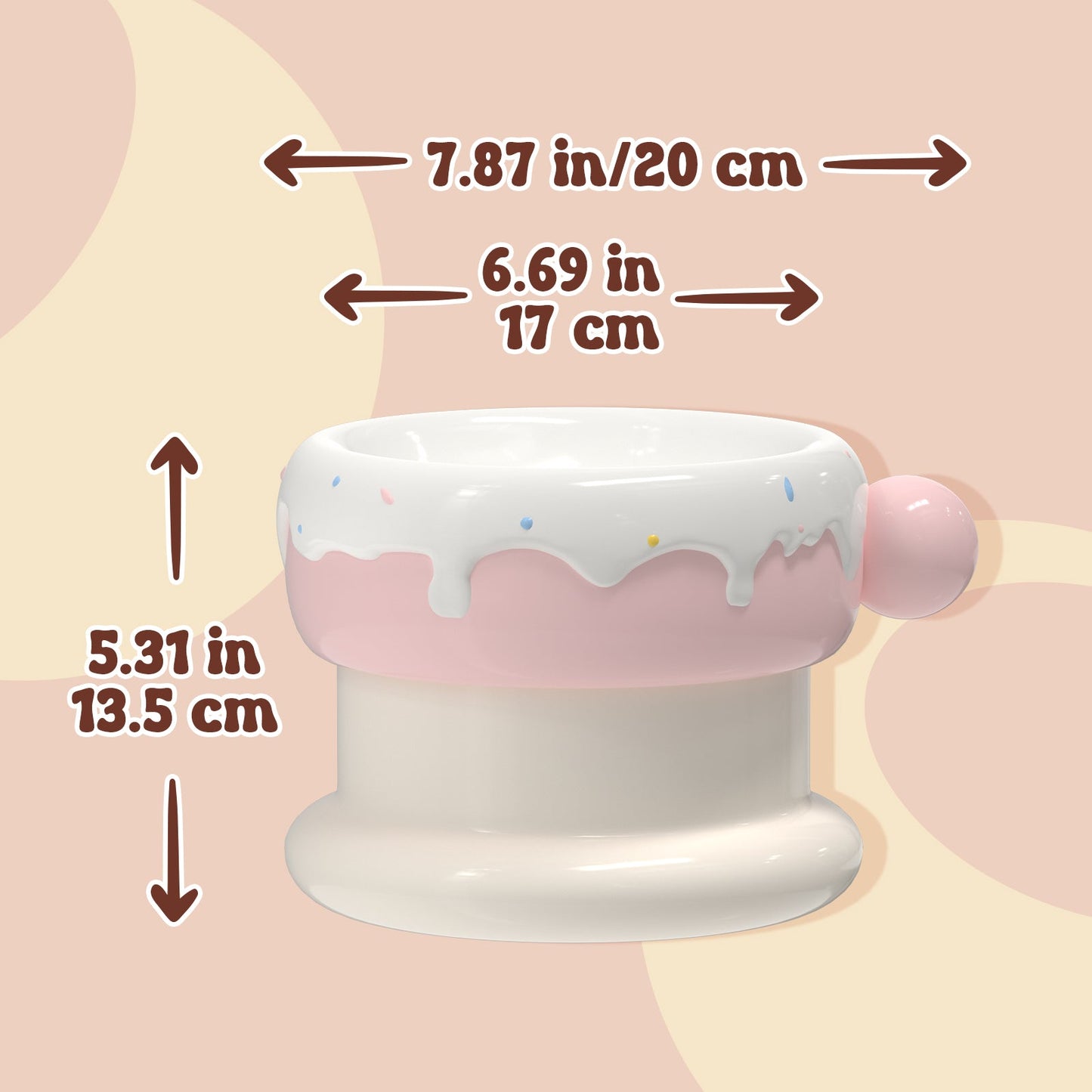 Elevated Ceramic Cat Bowl Set with Donut Design, 27oz Raised Food & Water Bowls, Whisker-Friendly Shallow & Deep Dishes, Anti-Strain Cat Feeder