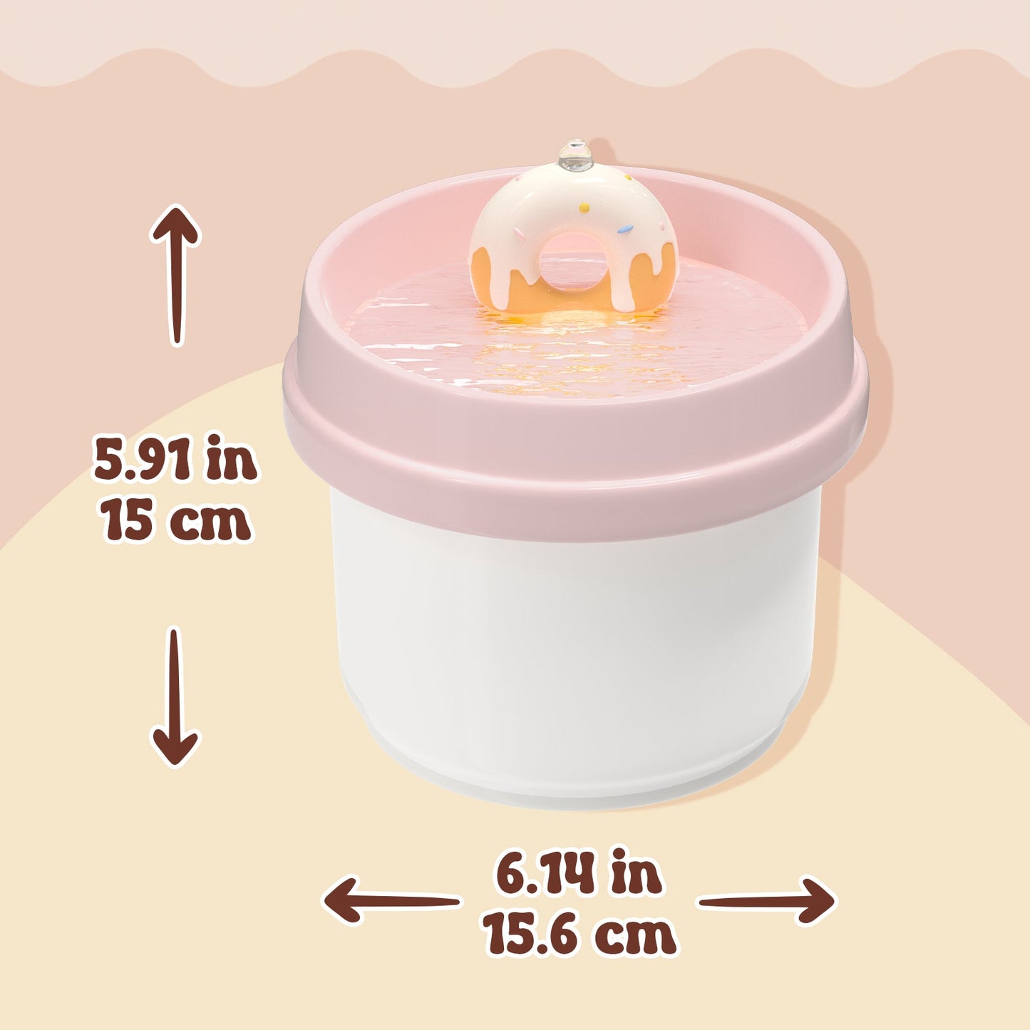 Donut-Shaped Ceramic Cat Water Fountain 42oz, Ultra-Quiet Automatic Pet Drinking Fountain with Filter, Dust Cover & Smart Sensor, for Cats & Pets