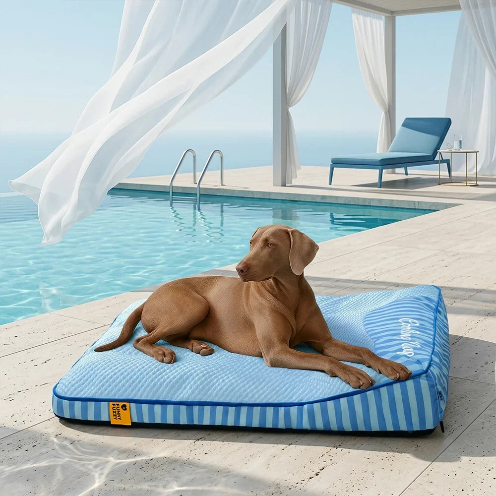 Extra Large Cooling Orthopedic Dog Bed for Big & Senior Dogs, Washable Rectangle Pet Bed with Raised Headrest Edge, Non-Slip, for Indoor & Outdoor Rest