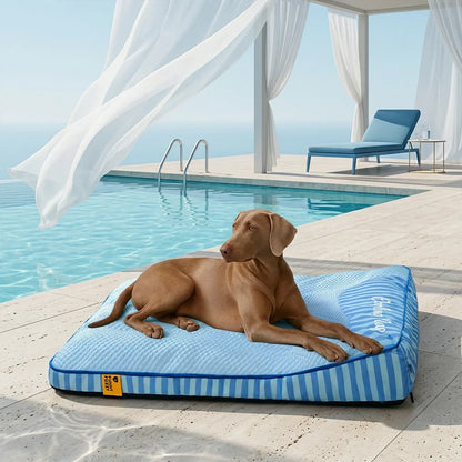 Extra Large Cooling Orthopedic Dog Bed for Big & Senior Dogs, Washable Rectangle Pet Bed with Raised Headrest Edge, Non-Slip, for Indoor & Outdoor Rest