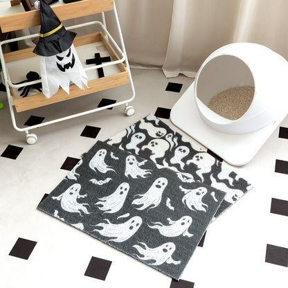 Gothic Cat Litter Mat for Indoor Cats, Litter Trapping Waterproof Non-Slip PVC Rug, Easy Clean Paw-Friendly Mat for Litter Boxes & Bathrooms