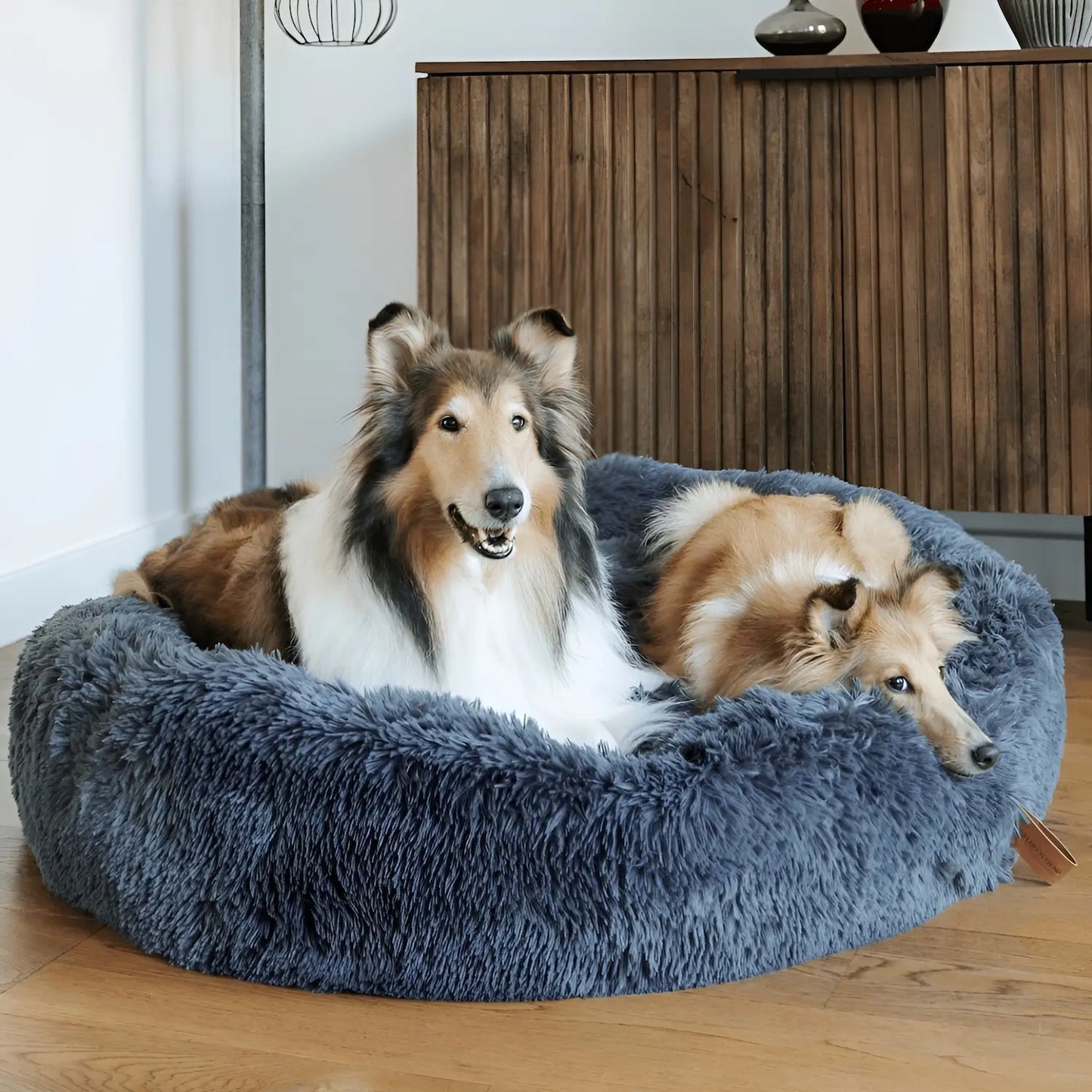 Calming Anti-Anxiety Dog Bed for Small, Medium & Large Dogs, Plush Donut Round Puppy Bed, Cozy & Soothing, for Sleeping, Crates & Living Rooms