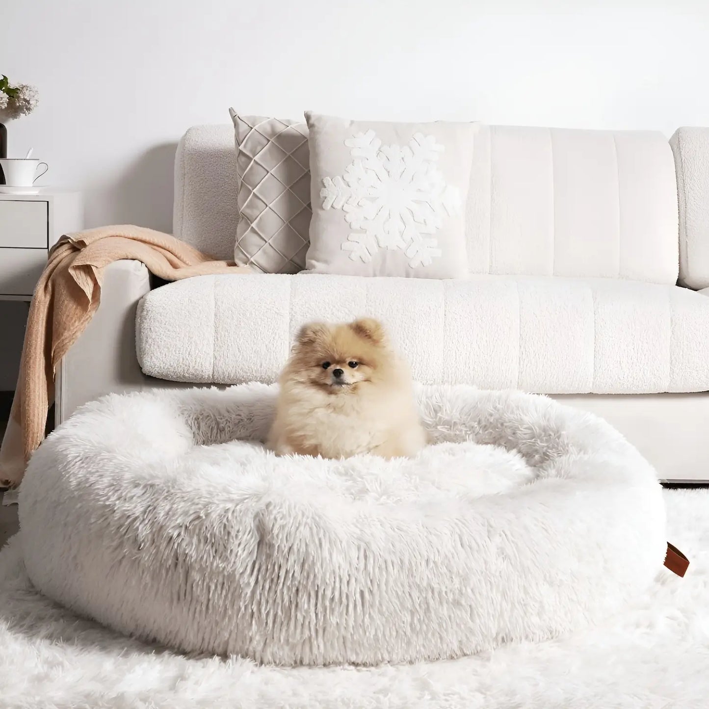 Calming Anti-Anxiety Dog Bed for Small, Medium & Large Dogs, Plush Donut Round Puppy Bed, Cozy & Soothing, for Sleeping, Crates & Living Rooms