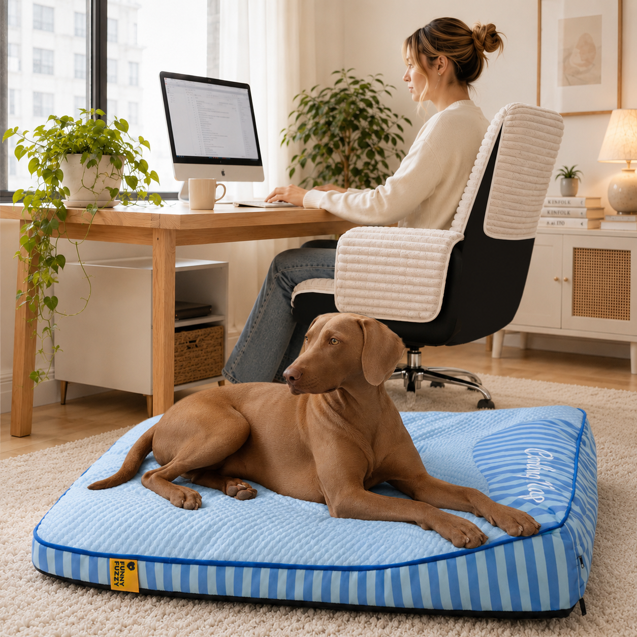 Extra Large Cooling Orthopedic Dog Bed for Big & Senior Dogs, Washable Rectangle Pet Bed with Raised Headrest Edge, Non-Slip, for Indoor & Outdoor Rest
