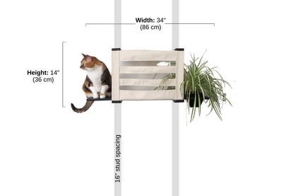 Deluxe Wall-Mounted Cat Cubby Bed for Indoor Cats, Covered Hideaway with Perch & Planter or Feeder Option, Cat Wall Furniture for Privacy & Lounging