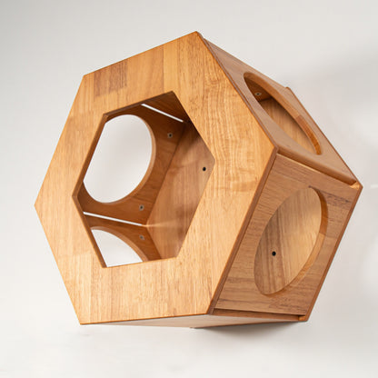 Large Hexagon Cat Wall House for Indoor Cats, Open-Front Wooden Wall Mounted Bed & Cave Perch, Space-Saving Design for Cat Walls & Living Rooms