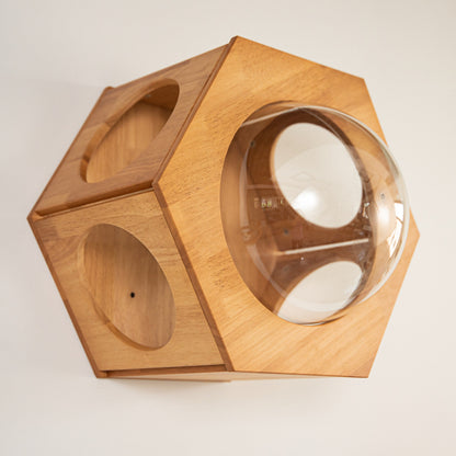 Large Hexagon Cat Wall Bubble House for Indoor Cats, Wooden Wall Mounted Bed with Removable Clear Dome Lookout, for Cat Walls & Living Rooms