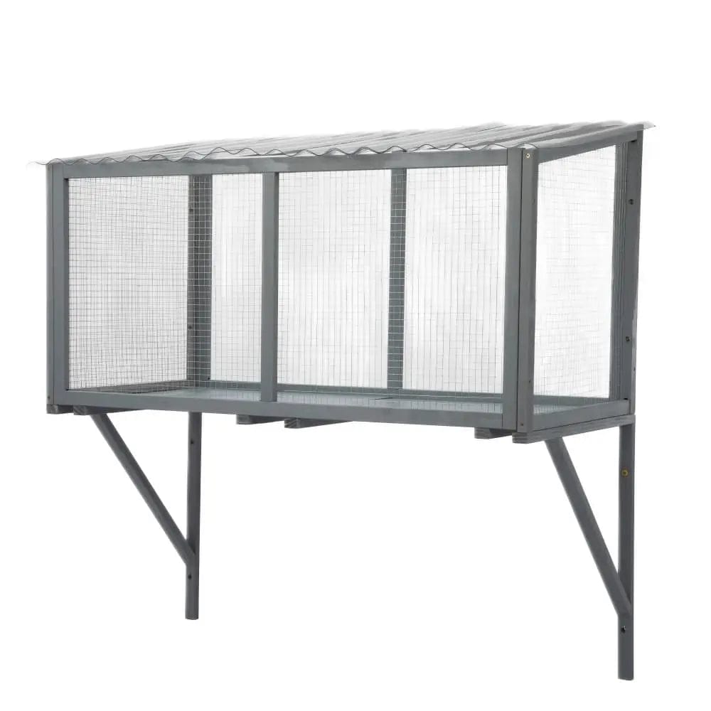 Spacious Wooden Window Cat Catio for Indoor Cats, Weatherproof Outdoor Enclosure Box with Mesh & Tile Roof, for Windows, Patios & Sunbathing