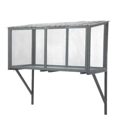 Spacious Wooden Window Cat Catio for Indoor Cats, Weatherproof Outdoor Enclosure Box with Mesh & Tile Roof, for Windows, Patios & Sunbathing