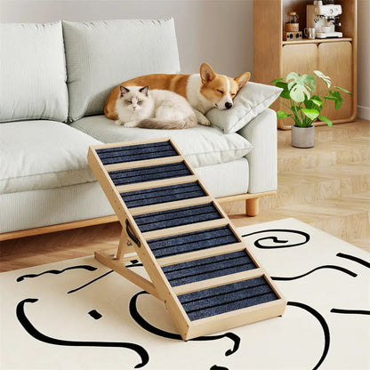 Folding Wooden Dog Ramp for Small & Large Dogs, 39 Inch Portable Pet Ramp for Cars, Couch, Bed & Stairs, Non-Slip Surface for Senior Dogs & Puppies
