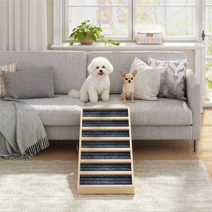 Long Portable Wooden Dog Ramp for Cars, SUVs, Furniture & Porches, 55 Inch Non-Slip Folding Pet Ramp for Small, Large & Senior Dogs, No Assembly