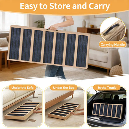 Folding Wooden Dog Ramp for Small & Large Dogs, 39 Inch Portable Pet Ramp for Cars, Couch, Bed & Stairs, Non-Slip Surface for Senior Dogs & Puppies