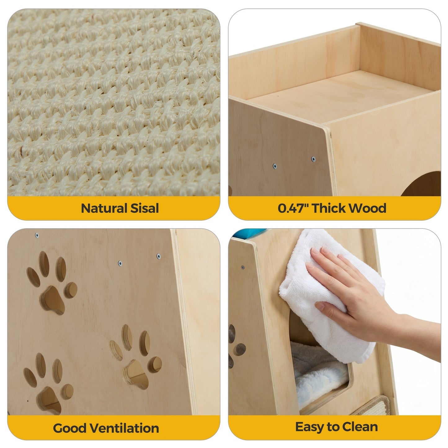 Wall Leaning Cat Tower for Indoor Cats, 55 Inch Space-Saving Cat Tree with Condo, Plush Top Perch & Sisal Scratching Ramp, for Climbing & Lounging