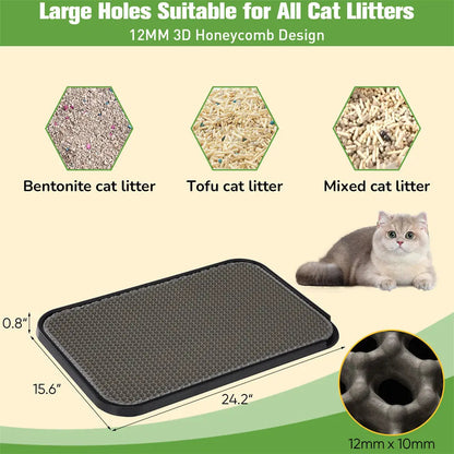 Waterproof Cat Litter Mat, Double Layer Litter Trapping Mat for Litter Boxes, Soft on Paws, Easy to Clean, for Kitchens, Bathrooms & Laundry Rooms