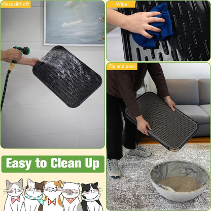 Waterproof Cat Litter Mat, Double Layer Litter Trapping Mat for Litter Boxes, Soft on Paws, Easy to Clean, for Kitchens, Bathrooms & Laundry Rooms