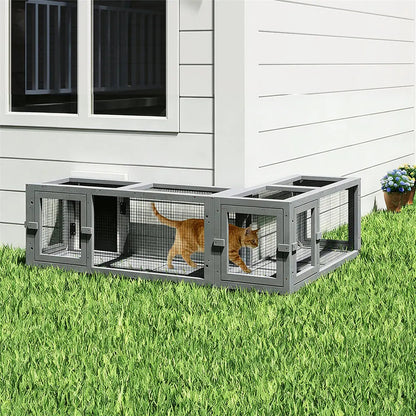 Modular Wall-Mounted Cat Tunnel for Indoor Cats, 2-Section Customizable Climbing & Hideaway Tunnel, Easy-Clean, for Apartments & Playrooms