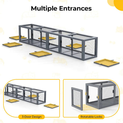Modular Wall-Mounted Cat Tunnel for Indoor Cats, 2-Section Customizable Climbing & Hideaway Tunnel, Easy-Clean, for Apartments & Playrooms