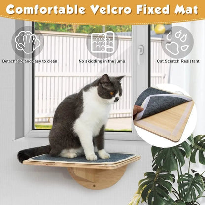 Sturdy Cat Window Perch with Suction Cups for Indoor Cats, Elevated Sunny Seat Hammock Bed, Wall or Window Mount, for Lounging & Bird Watching