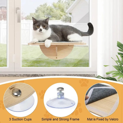 Sturdy Cat Window Perch with Suction Cups for Indoor Cats, Elevated Sunny Seat Hammock Bed, Wall or Window Mount, for Lounging & Bird Watching