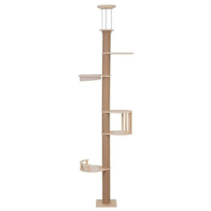 Floor-to-Ceiling Cat Tree Scratching Post for Indoor Cats, 87-111 Inch Adjustable Tall Climbing Tower with Perches, for Large & Multi-Cat Homes