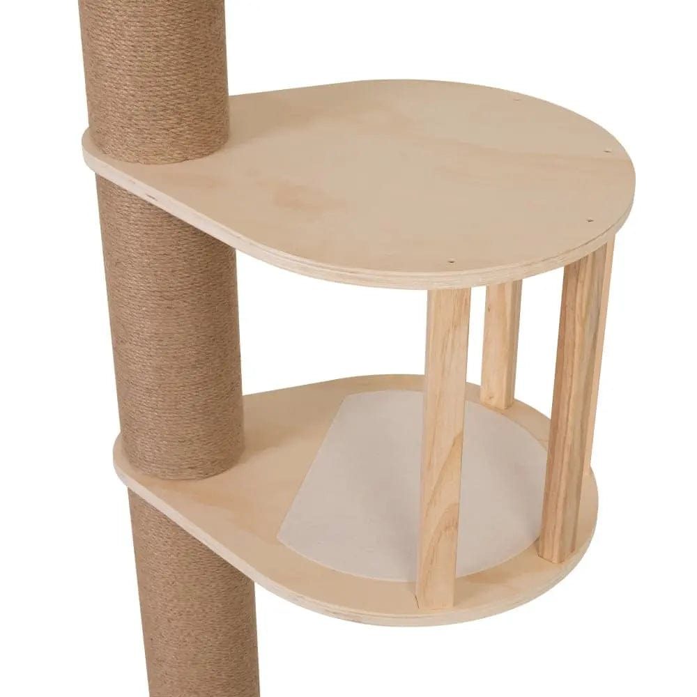 Floor-to-Ceiling Cat Tree Scratching Post for Indoor Cats, 87-111 Inch Adjustable Tall Climbing Tower with Perches, for Large & Multi-Cat Homes