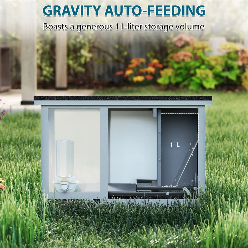 Weatherproof Outdoor Cat Feeder for Stray & Feral Cats, 3 Gallon Pet Food Station with Pedal-Operated Tray, for Porches, Patios, Yards & All Weather