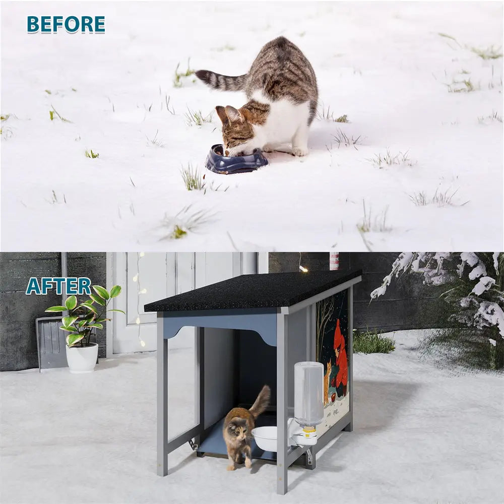 Weatherproof Outdoor Cat Feeder for Stray & Feral Cats, 3 Gallon Pet Food Station with Pedal-Operated Tray, for Porches, Patios, Yards & All Weather