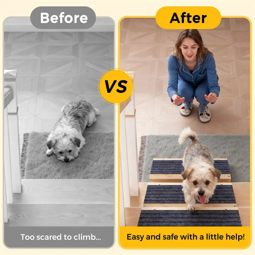 Anti-Slip Dog Stairs for Small & Large Dogs, Portable Pet Steps for Bed, Couch & Sofa, Lightweight Indoor Dog Staircase for Senior Pets & Puppies