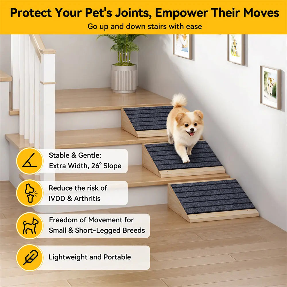 Anti-Slip Dog Stairs for Small & Large Dogs, Portable Pet Steps for Bed, Couch & Sofa, Lightweight Indoor Dog Staircase for Senior Pets & Puppies