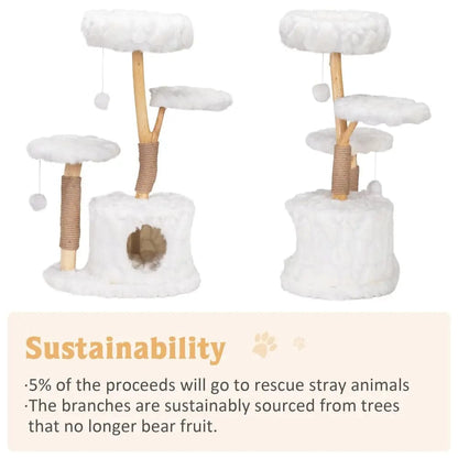 Cloud Cat Tree Tower for Indoor Cats, 42 Inch Multi-Level Cat Climbing Tower with Scratching Posts & Perches, Cute Cat Furniture for Play & Rest