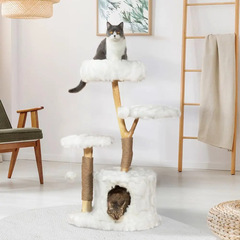 Cloud Cat Tree Tower for Indoor Cats, 42 Inch Multi-Level Cat Climbing Tower with Scratching Posts & Perches, Cute Cat Furniture for Play & Rest