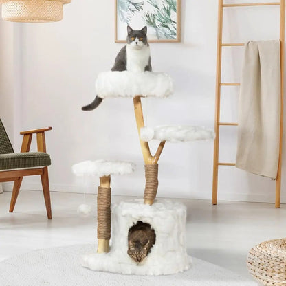 Cloud Cat Tree Tower for Indoor Cats, 42 Inch Multi-Level Cat Climbing Tower with Scratching Posts & Perches, Cute Cat Furniture for Play & Rest