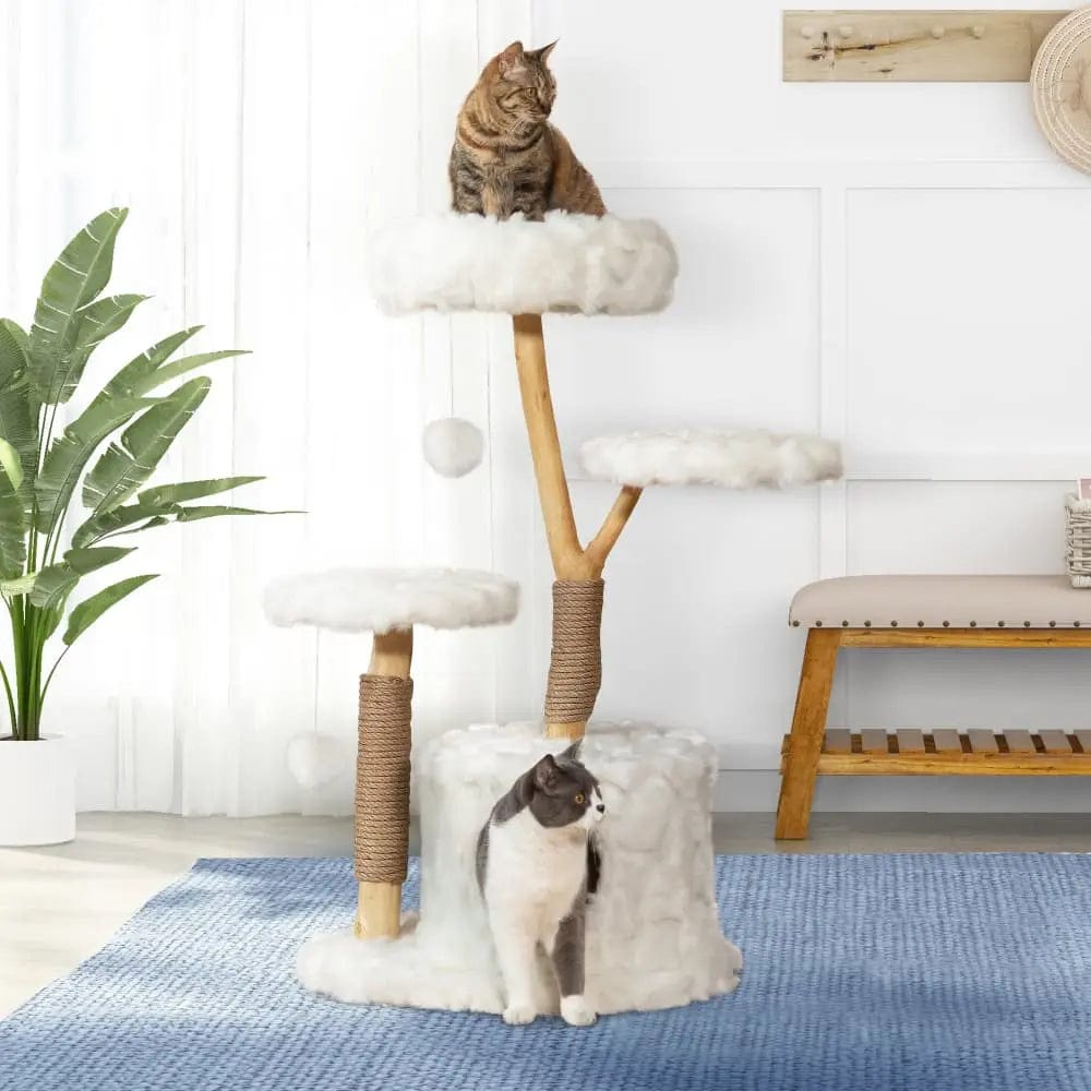 Cloud Cat Tree Tower for Indoor Cats, 42 Inch Multi-Level Cat Climbing Tower with Scratching Posts & Perches, Cute Cat Furniture for Play & Rest