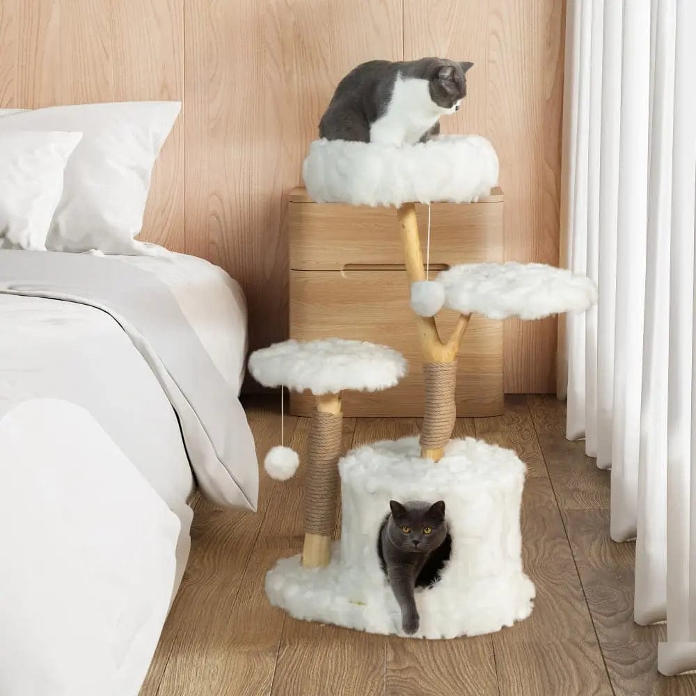 Cloud Cat Tree Tower for Indoor Cats, 42 Inch Multi-Level Cat Climbing Tower with Scratching Posts & Perches, Cute Cat Furniture for Play & Rest