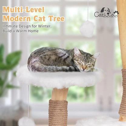Cloud Cat Tree Tower for Indoor Cats, 42 Inch Multi-Level Cat Climbing Tower with Scratching Posts & Perches, Cute Cat Furniture for Play & Rest