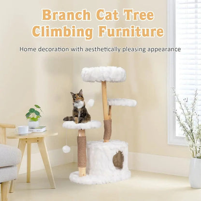 Cloud Cat Tree Tower for Indoor Cats, 42 Inch Multi-Level Cat Climbing Tower with Scratching Posts & Perches, Cute Cat Furniture for Play & Rest